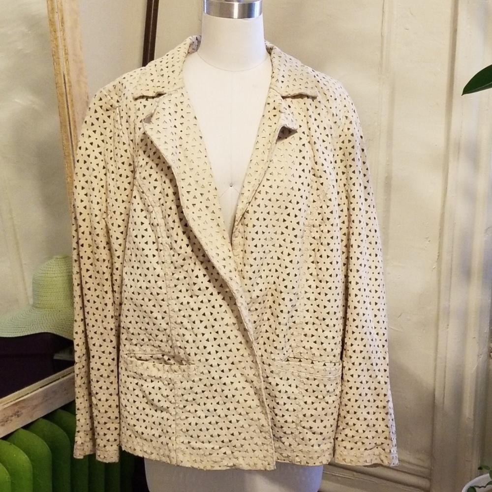 Bradley Bayou Beige Suede Leather Jacket 1x